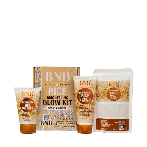 BNB Rice Brightening Glow Kit 3 in 1 (Facewash,Mask,Scrub)